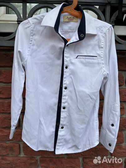 Рубашка для мальчика 122 белая на кнопках