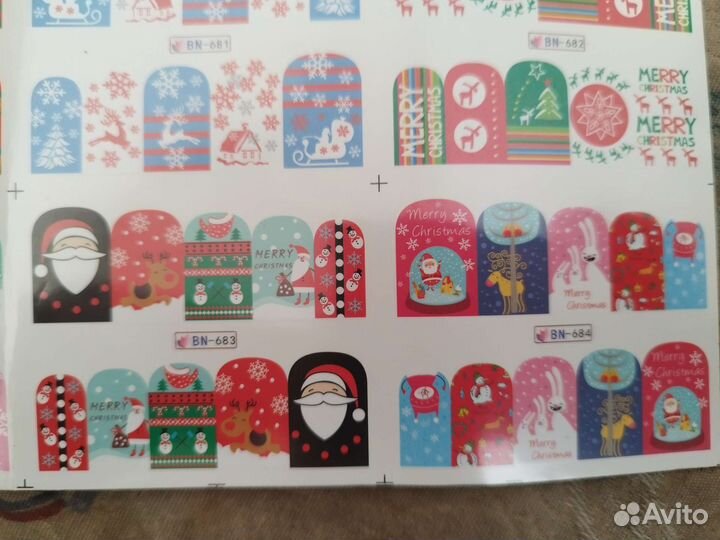 Наклейки для ногтей водные новогодние