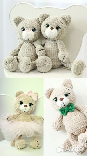 Вязаный котик плюшевый игрушка