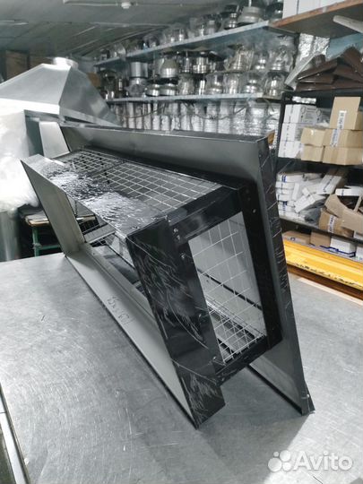 Дымник на трубу черный с сеткой 52*130