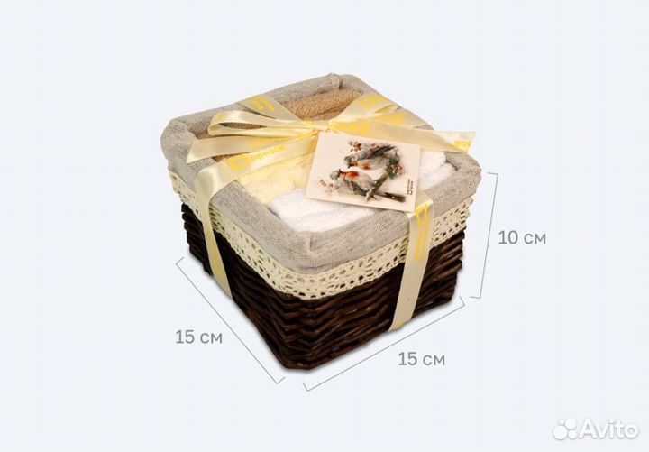 Полотенца в корзинке «Снегири»