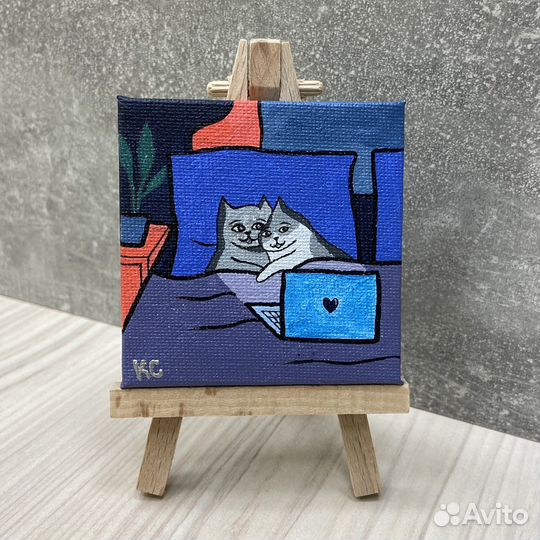 Картина акрилом на маленьком холсте