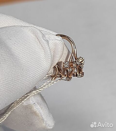 Золотые серьги с фианитом