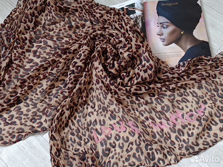 Палантин Шарф Парео Louis Vuitton леопард бежевый