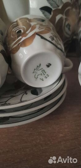 Кофейный сервиз Вербилки СССР. Золотая роза