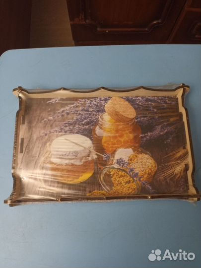 Хлебница деревянная с подносом