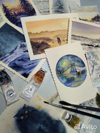 Открытки ручной работы акварелью на заказ