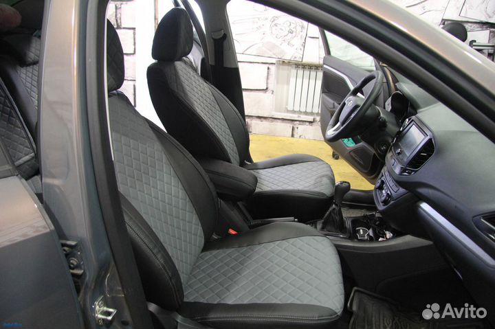 Чехлы Автопилот LADA Vesta черные с серым ромб