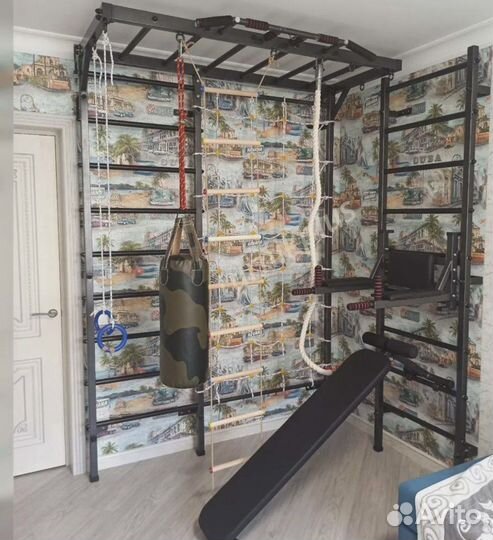 Шведская стенка (с рукоходом и сеткой) Атлант