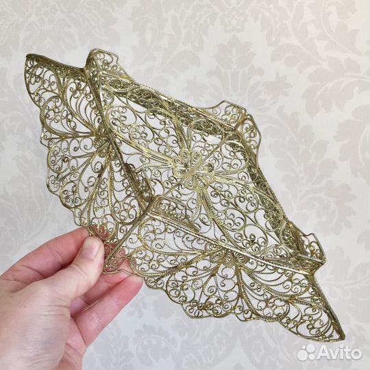 Конфетница СССР ладья вазочка скань мельхиор