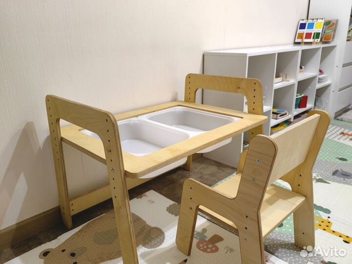 Растущий стол и стул с контейнерами IKEA