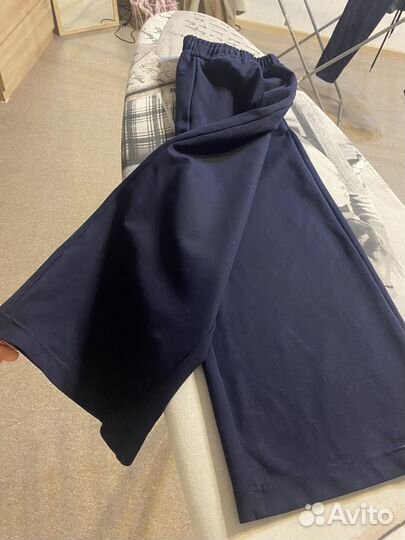 Брюки палаццо укороченные 134 синие девочка