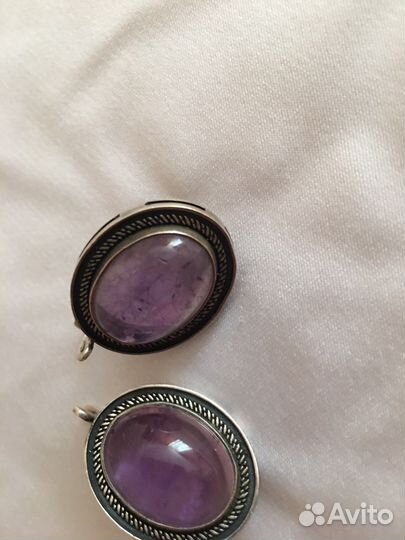 Серебряные серьги с аметистом