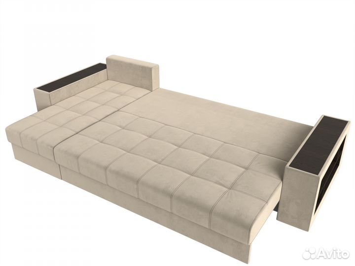 Диван угловой Дубай левый угол, микровельвет, бежевый