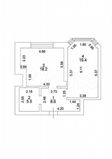 1-к. квартира, 51,7 м², 7/9 эт.