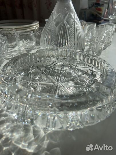 Посуда СССР хрусталь, приборы, ножи, графин