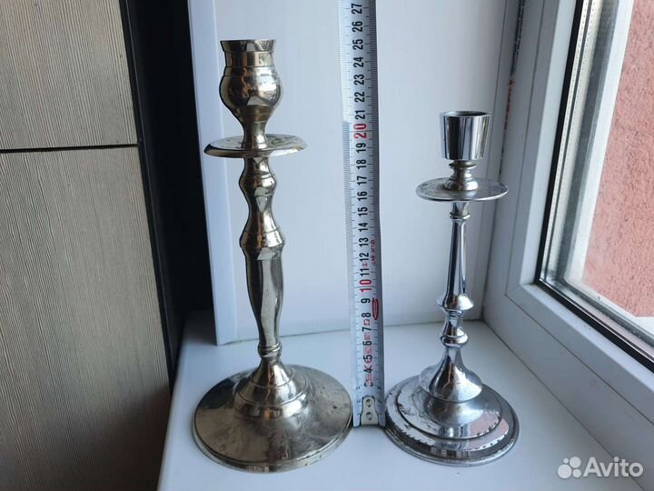 Подсвечник латунный никелированный