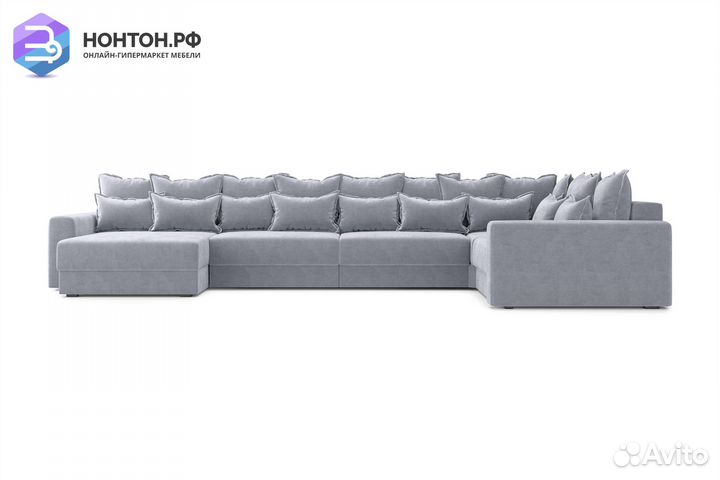 Диван п-образный тик-так Омега серый
