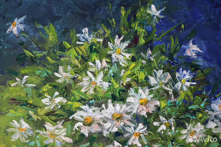 Картина Маслом Ромашки Цветы