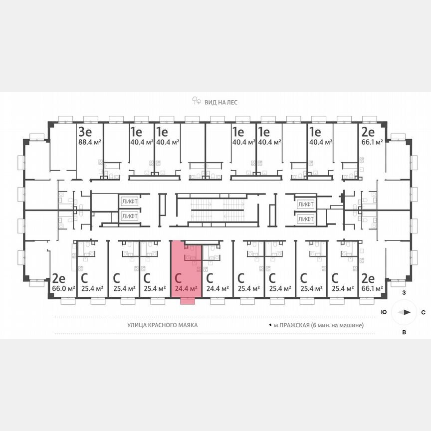 Квартира-студия, 24,4 м², 21/23 эт.