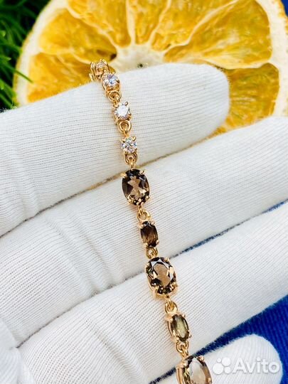 Золотой браслет 585 с раух топазом