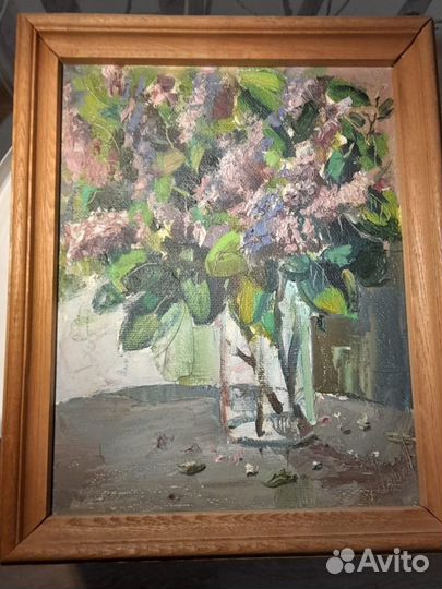 Картина маслом на холсте сирень