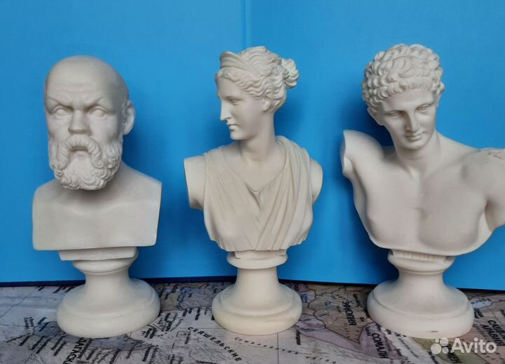 Бюсты античных Богов.философов. 15 см. Алебастр