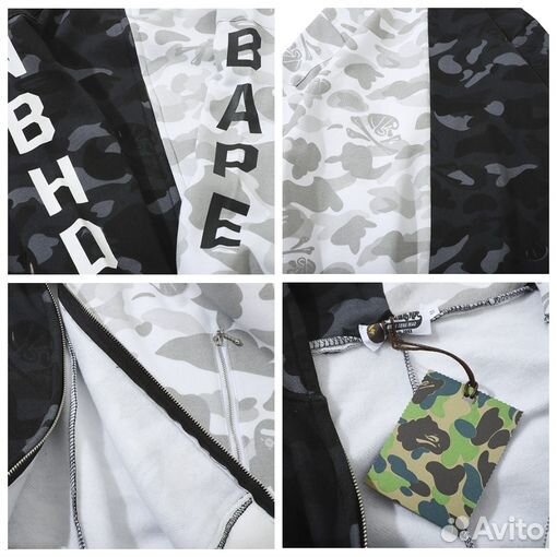 Худи Bape (черн. с бел.)