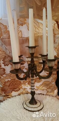 Канделябр с перламутром из бронзы и латуни