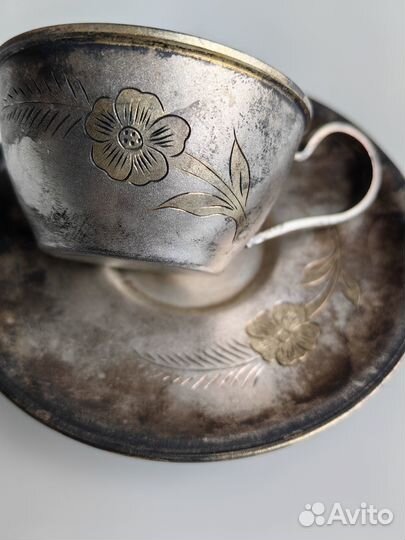 Кофейная пара, мельхиор, штихиль. СССР