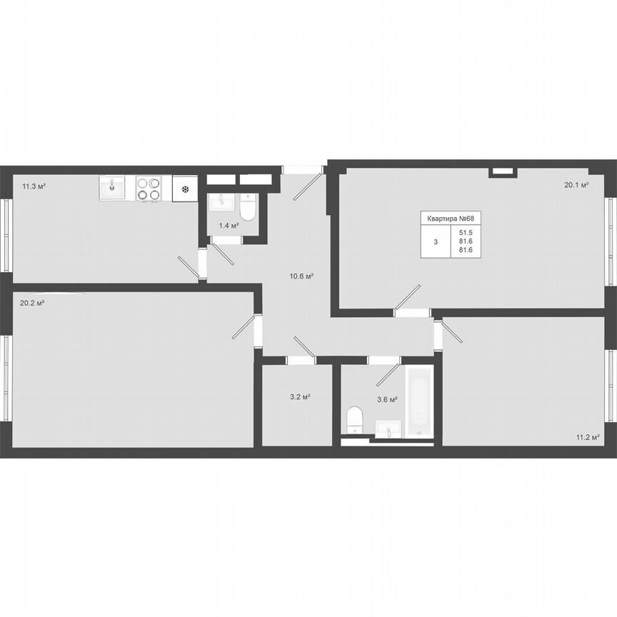 3-к. квартира, 81,6 м², 1/4 эт.