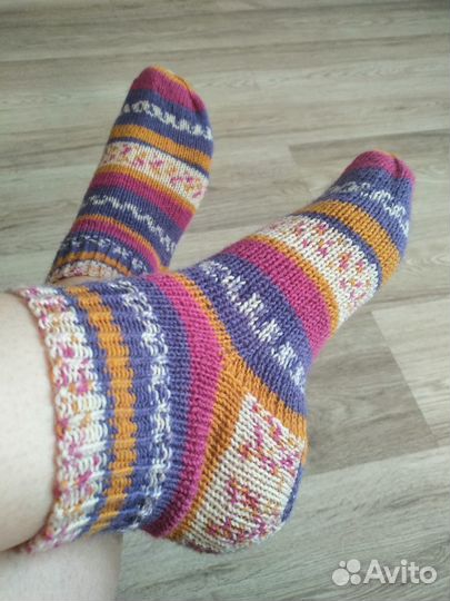 Носки ручной вязки шерстяные