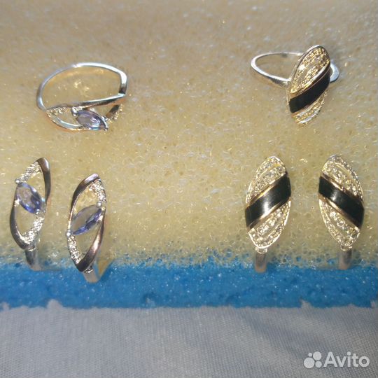 Серьги кольцо и цепочка серебро