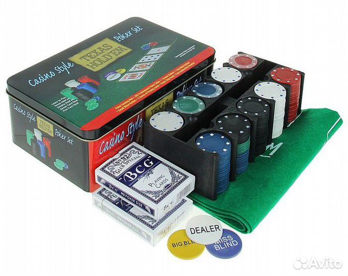 Покер, набор для игры (карты 2 колоды, фишки 200 ш