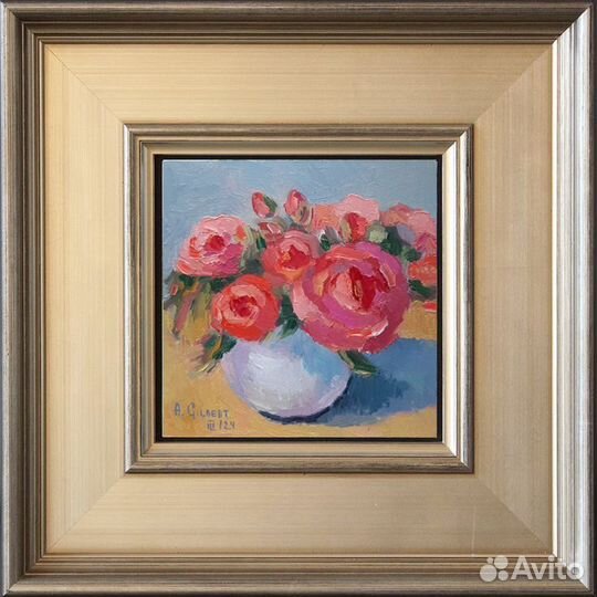 Небольшие картины маслом флористика пионы