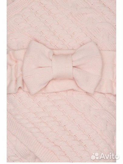 Вязаный конверт на выписку с бантом