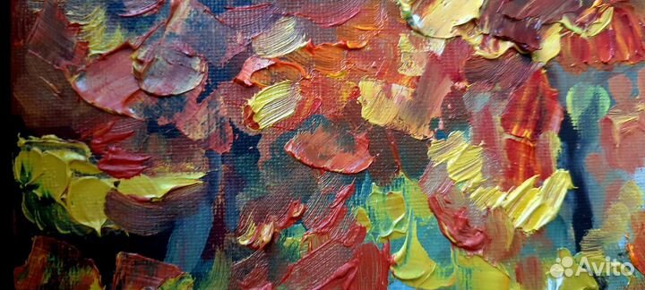 Картина маслом на холсте осенний пейзаж