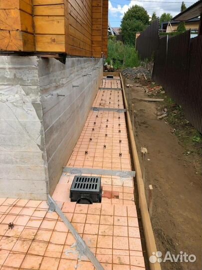 Бетонные работы. Дренаж, ливнёвка, отмостка