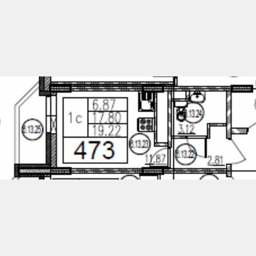 Квартира-студия, 19 м², 4/19 эт.