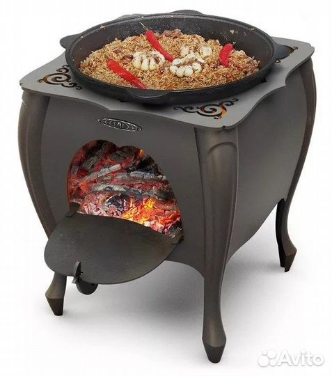 Печь портативная Зухра под казан черная бронза