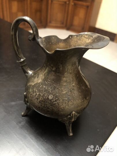 Антикварный молочник сливочник серебро