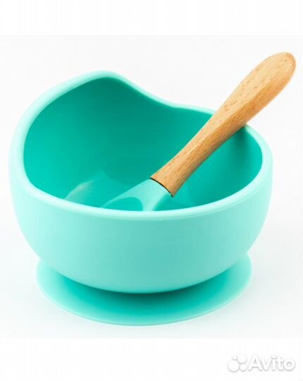 Тарелка силиконовая с ложкой новая
