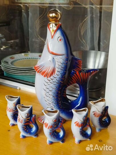 Графин и стопки Рыбки СССР