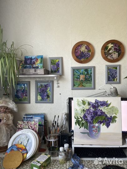 Картина цветы сирень масло