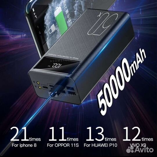 Внешний аккумулятор Power Bank 50000 мАч