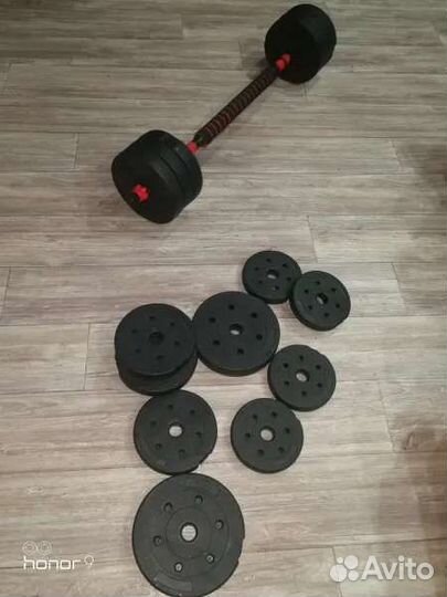 Набор гантелей + штанга разборная 20кг