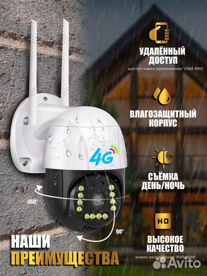 Камера видеонаблюдения с сим картой уличная 4G