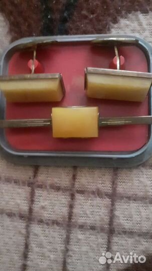 Комлект запонки и зажим для галстука