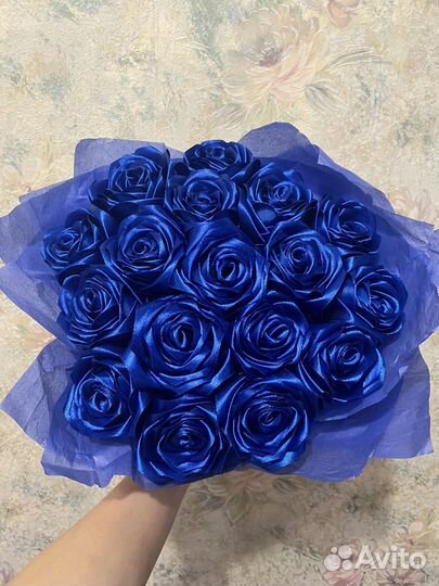 Букет роз из атласных лент готовый