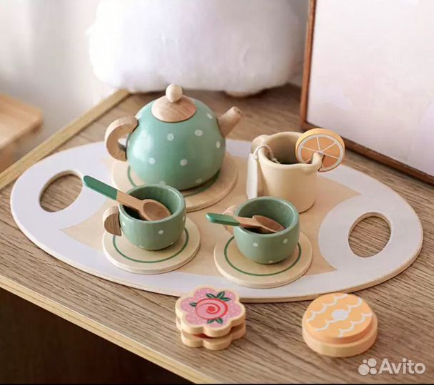 Детский деревянный игровой набор для чаепития